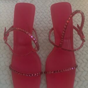 Hot Pink Strappy High Heel Sandals